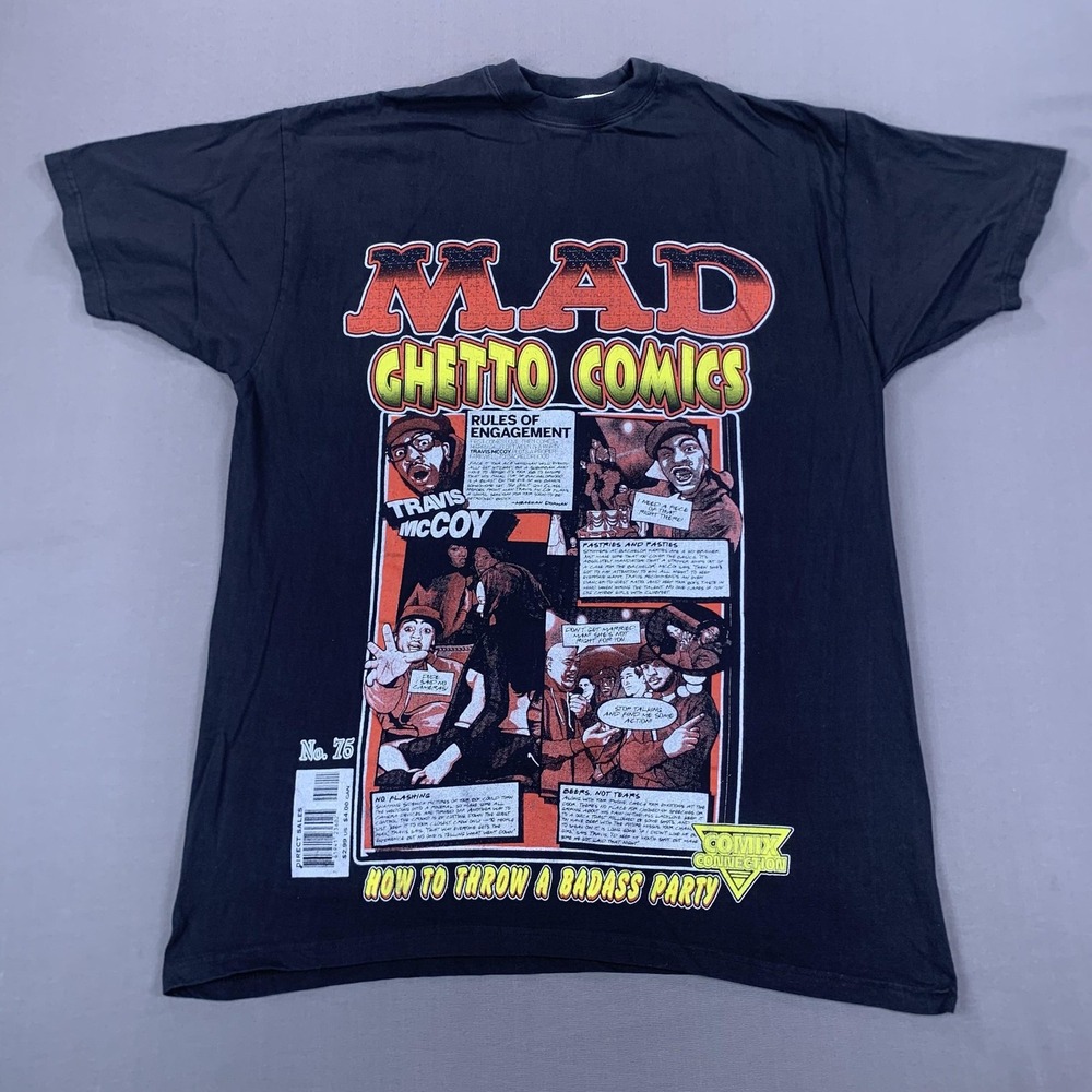 Mad Ghetto Comics Shirt Mens 3XL Black Travis McCoy Graphic‎ Tee Comic Style Y2K - Picture 2 of 16